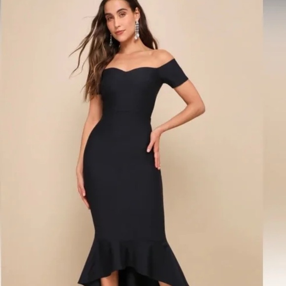 Lulu's Black Off-Shoulder Midi Dress -Worn Once! - Picture 4 of 5